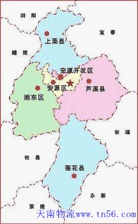 河源到萍鄉物流地圖