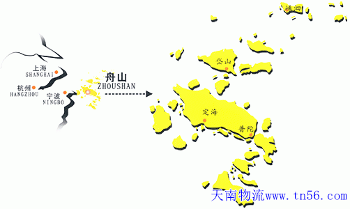 珠海到舟山市物流地圖